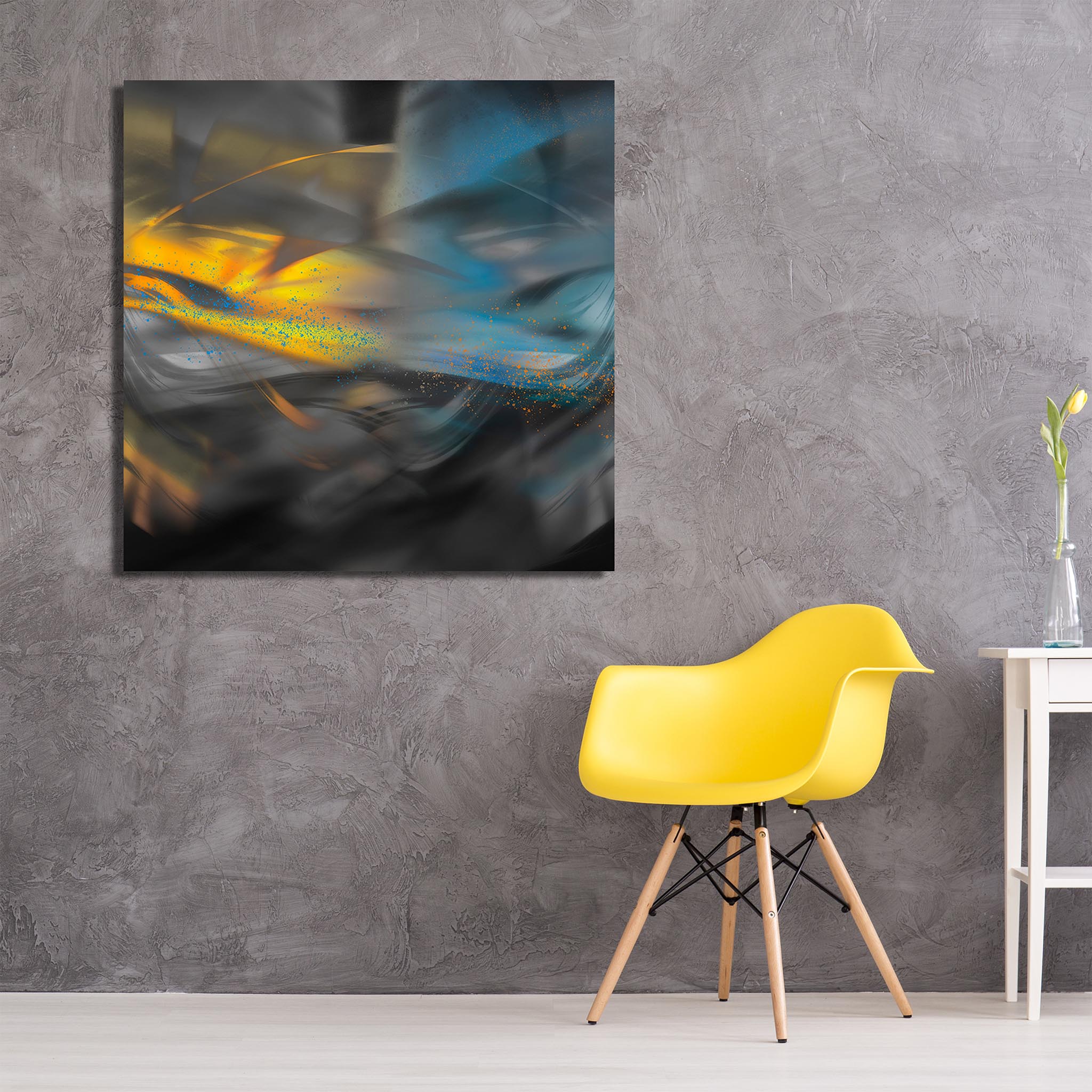 Abstract Yellow and Blue Artwork