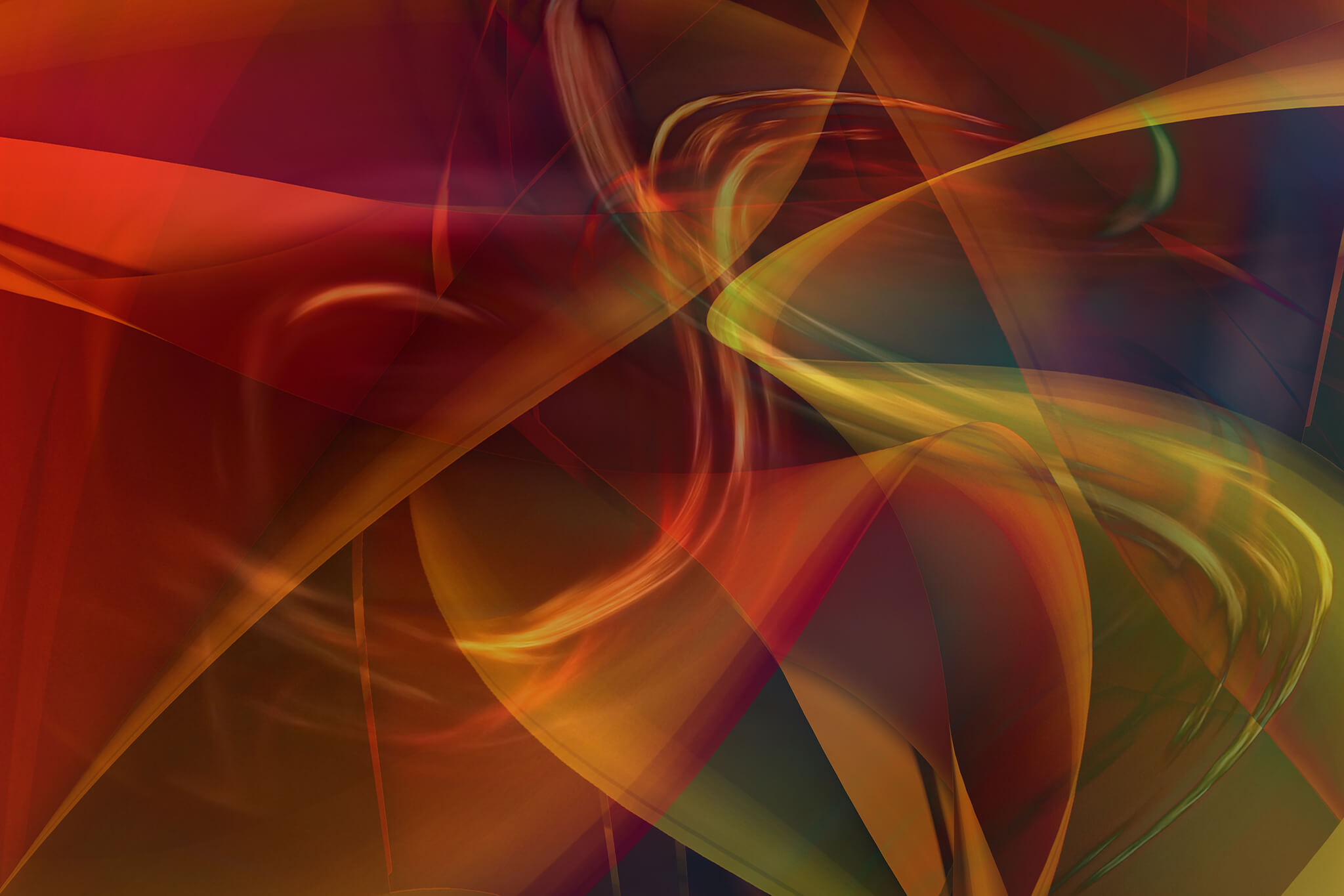 Red, orange, and yellow abstract artwork