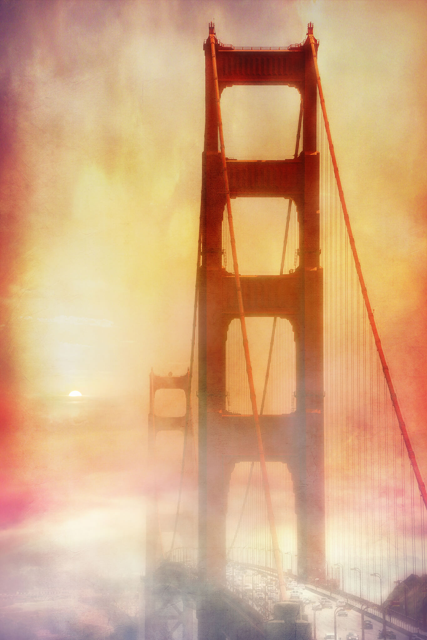 Abstract Golden Gate Bridge Art