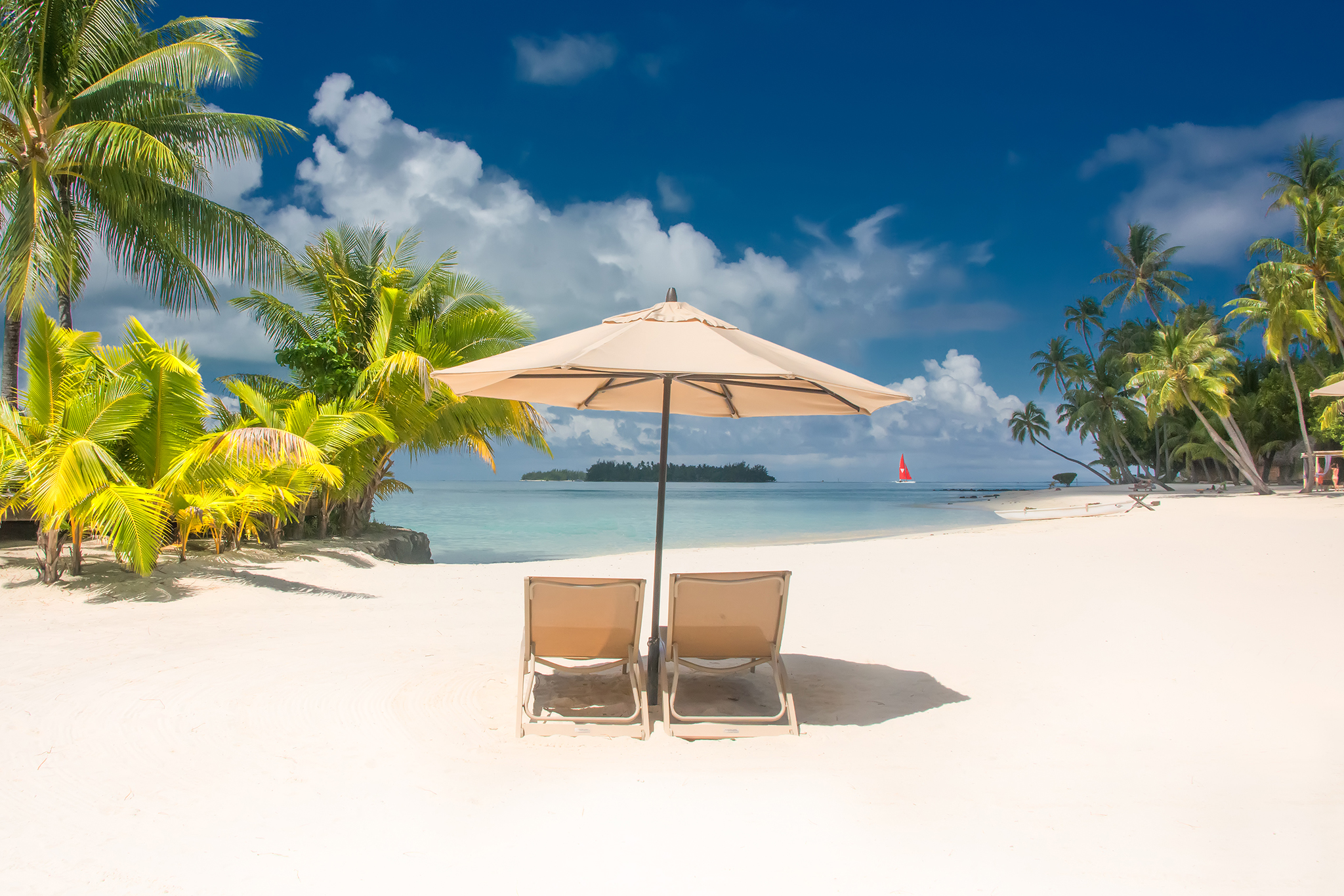 Chairs on Beach in Bora Bora