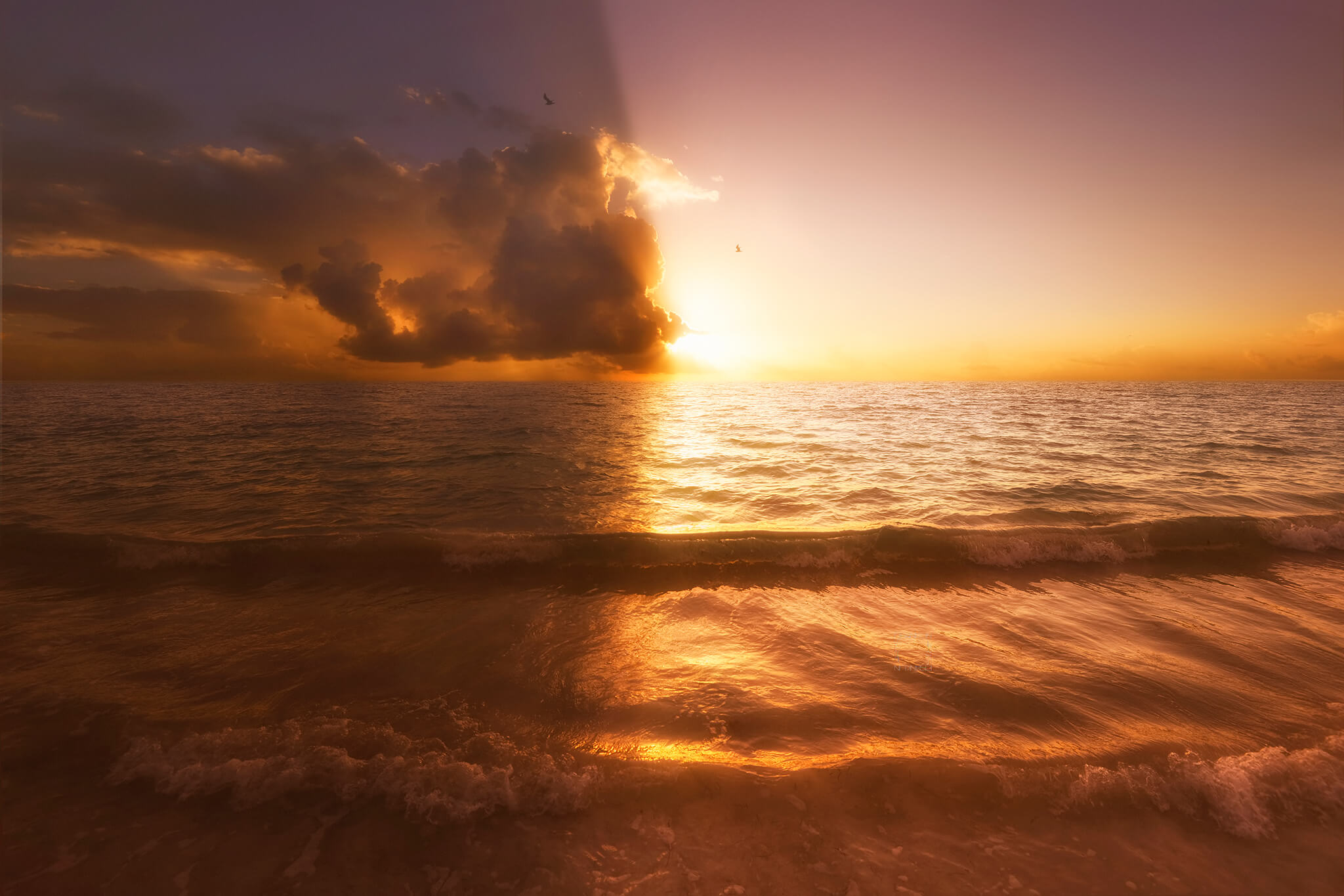 Passing cloud over the sea.