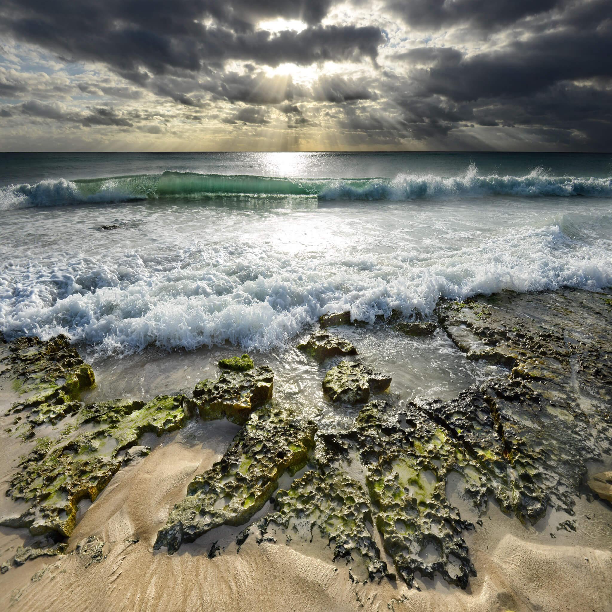 Waves hit the rocks in Mexico