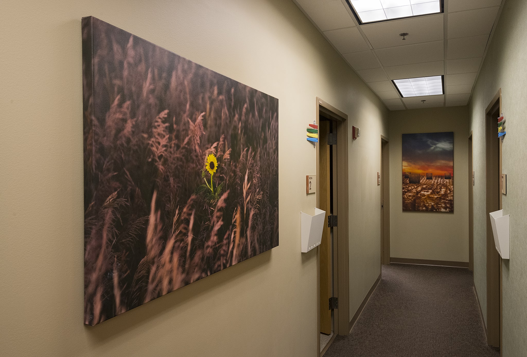 Hallway with canvas art