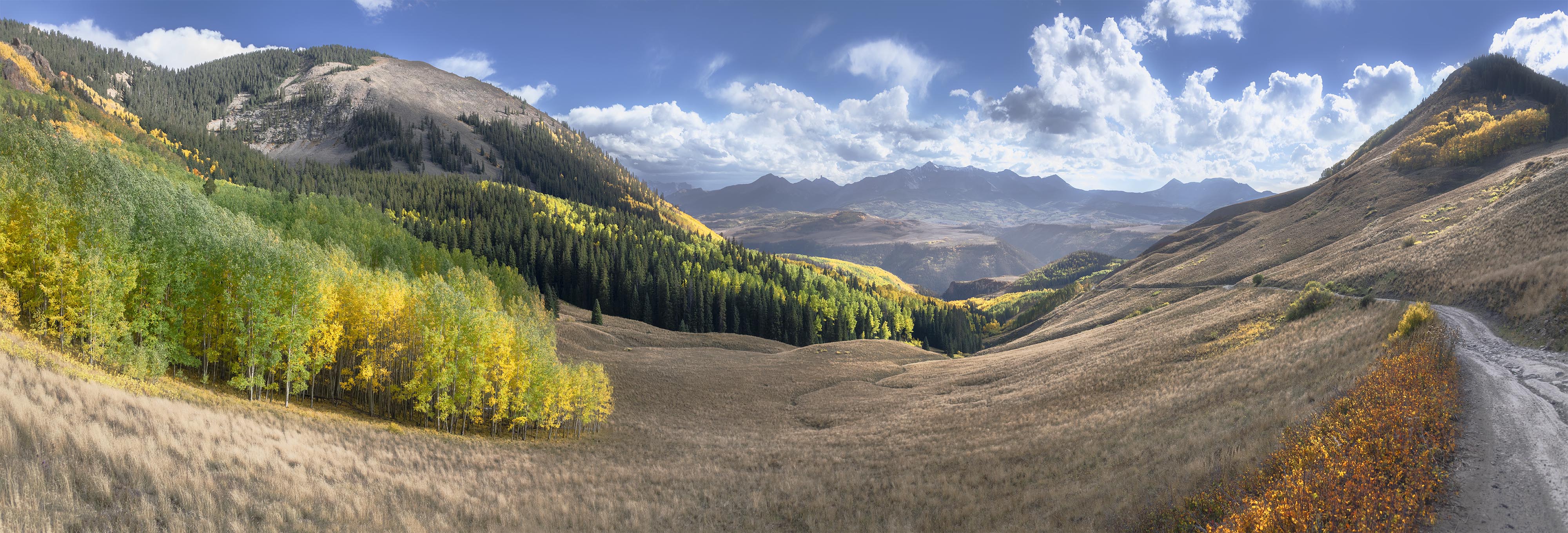 Picture of back road in Colorado with fall colors