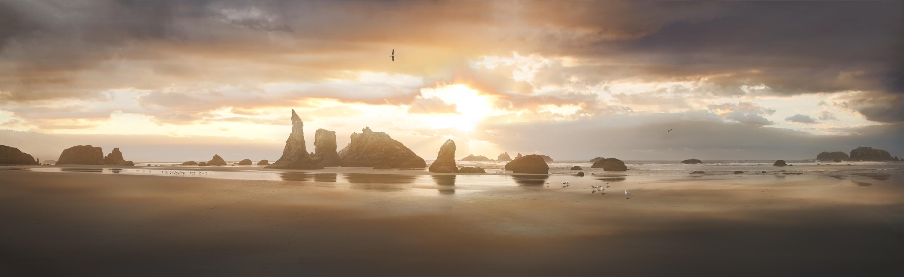 Dramatic Sunset at Bandon Beach Oregon