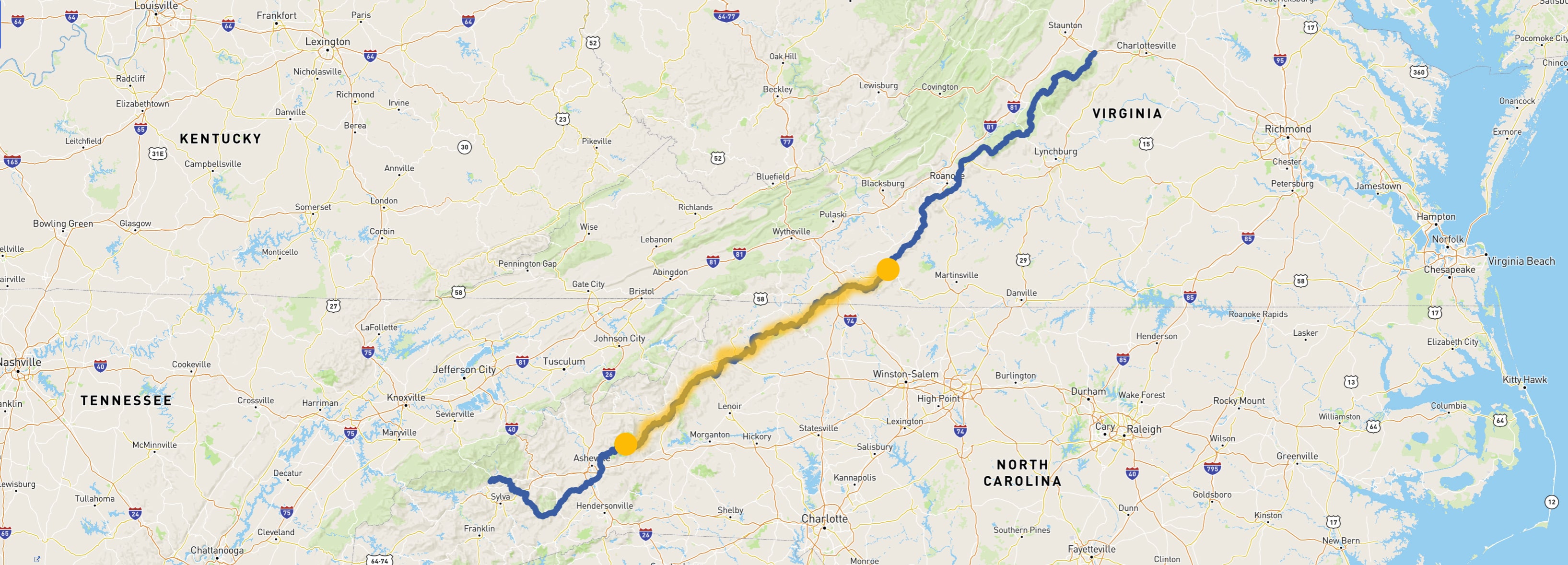 Blue Ridge Parkway Map Path