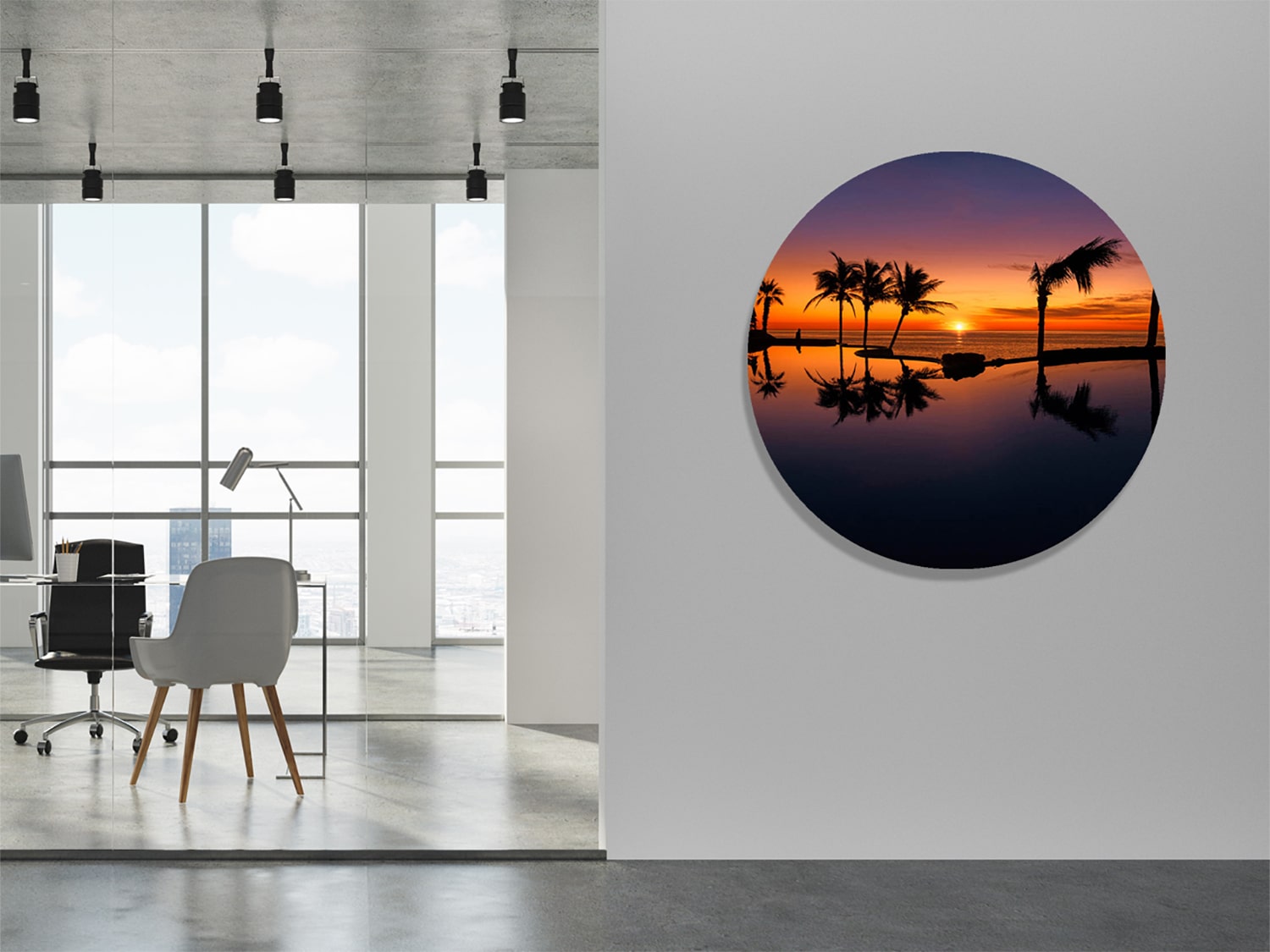 Round sunset artwork