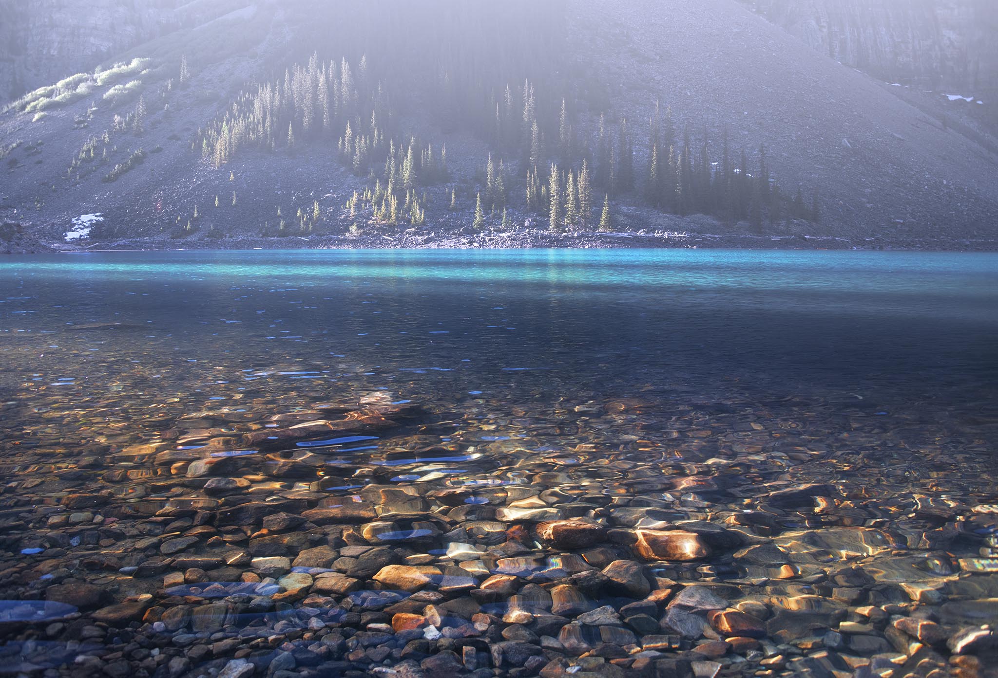Light Rays and Rocks at Morraine Lake