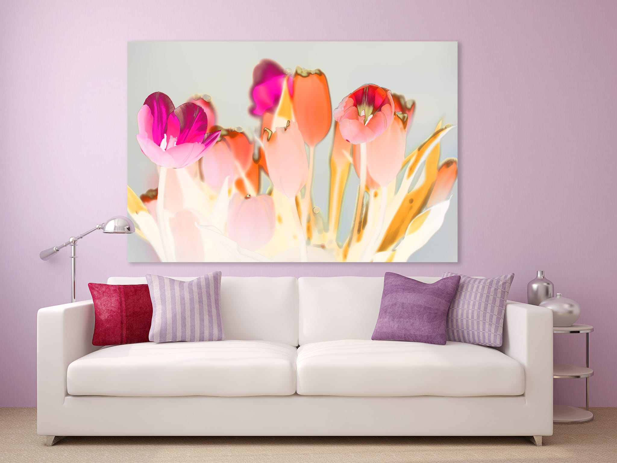 Flower Artwork Above Couch