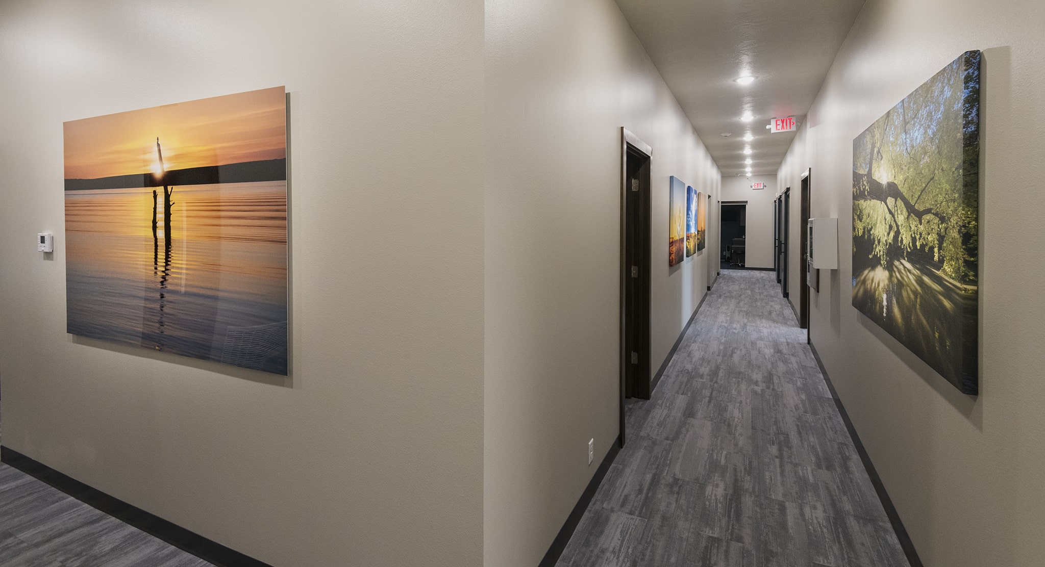 Large Oversized Metal Artwork in Hallway