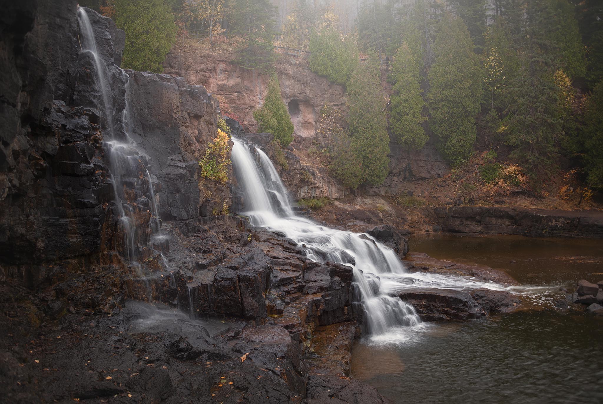 Cascading waterfall at Gooseberry Falls State Park