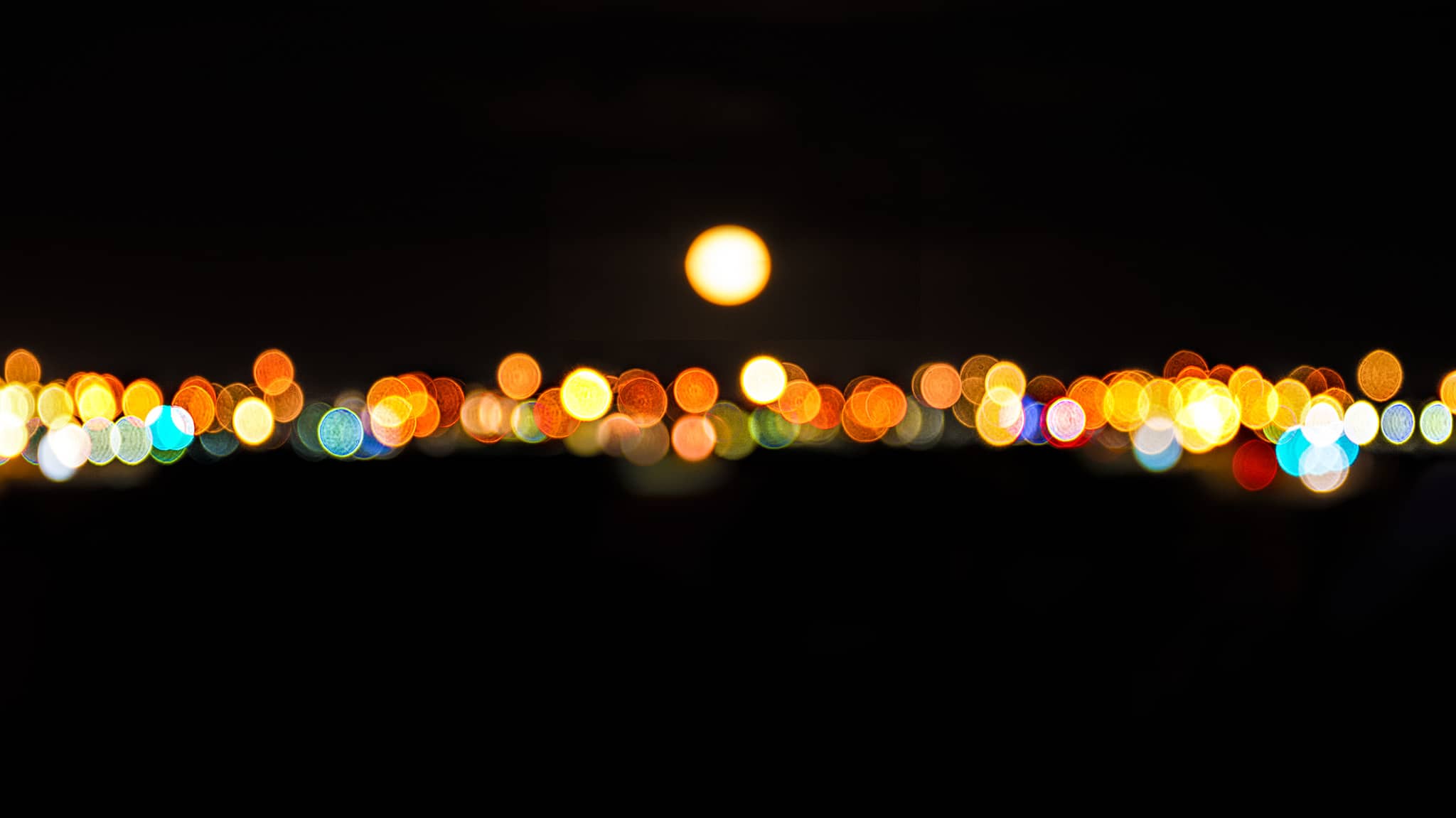 Abstract Moon Over City Lights