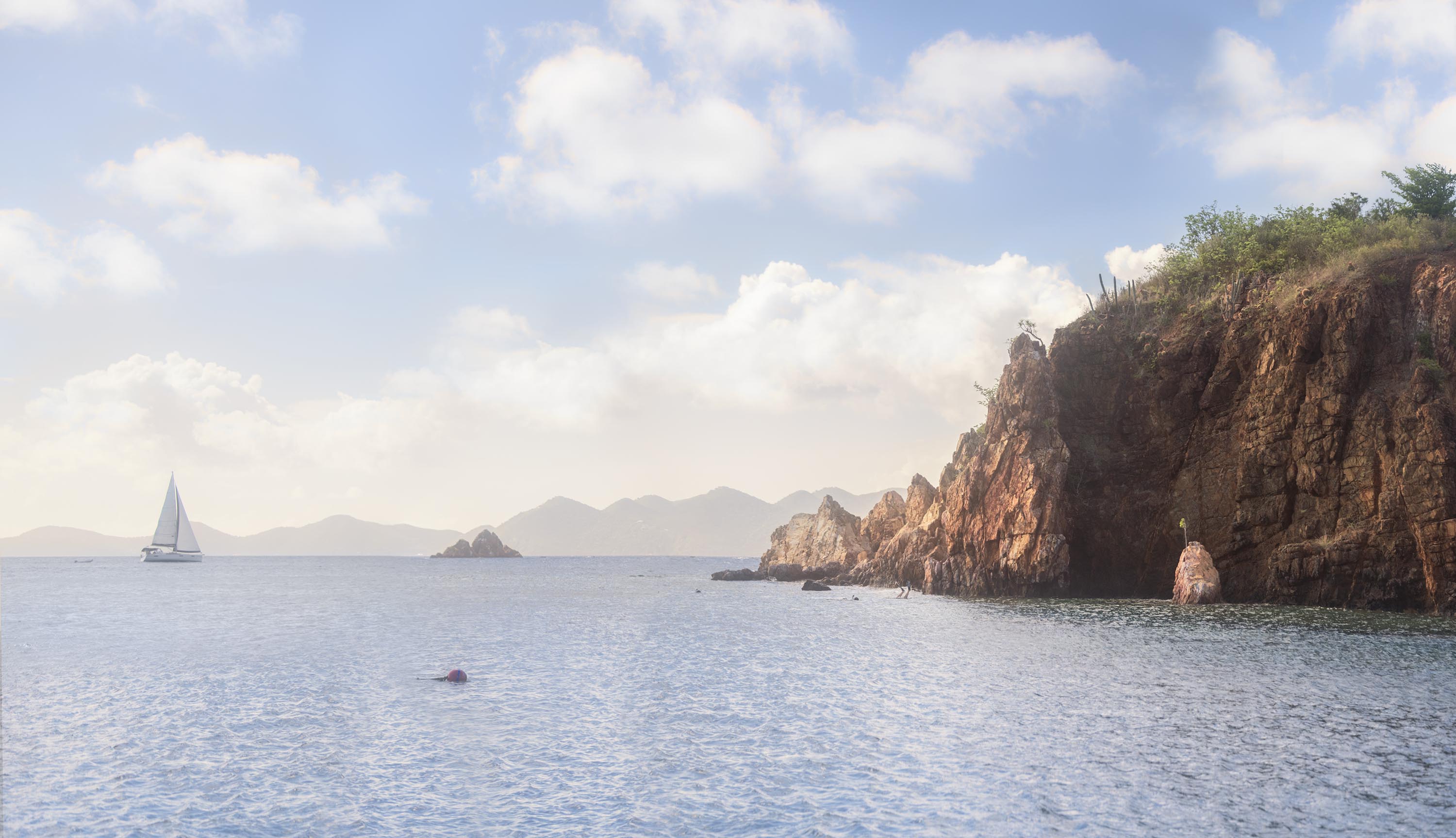 Sailboat and Rocky Landscape at BVI