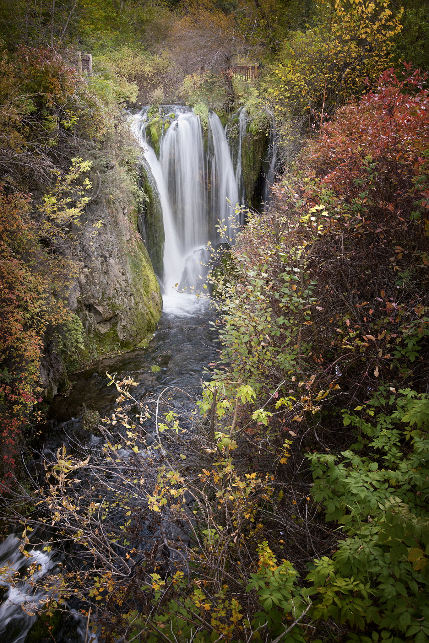 Waterfall with fall foliage