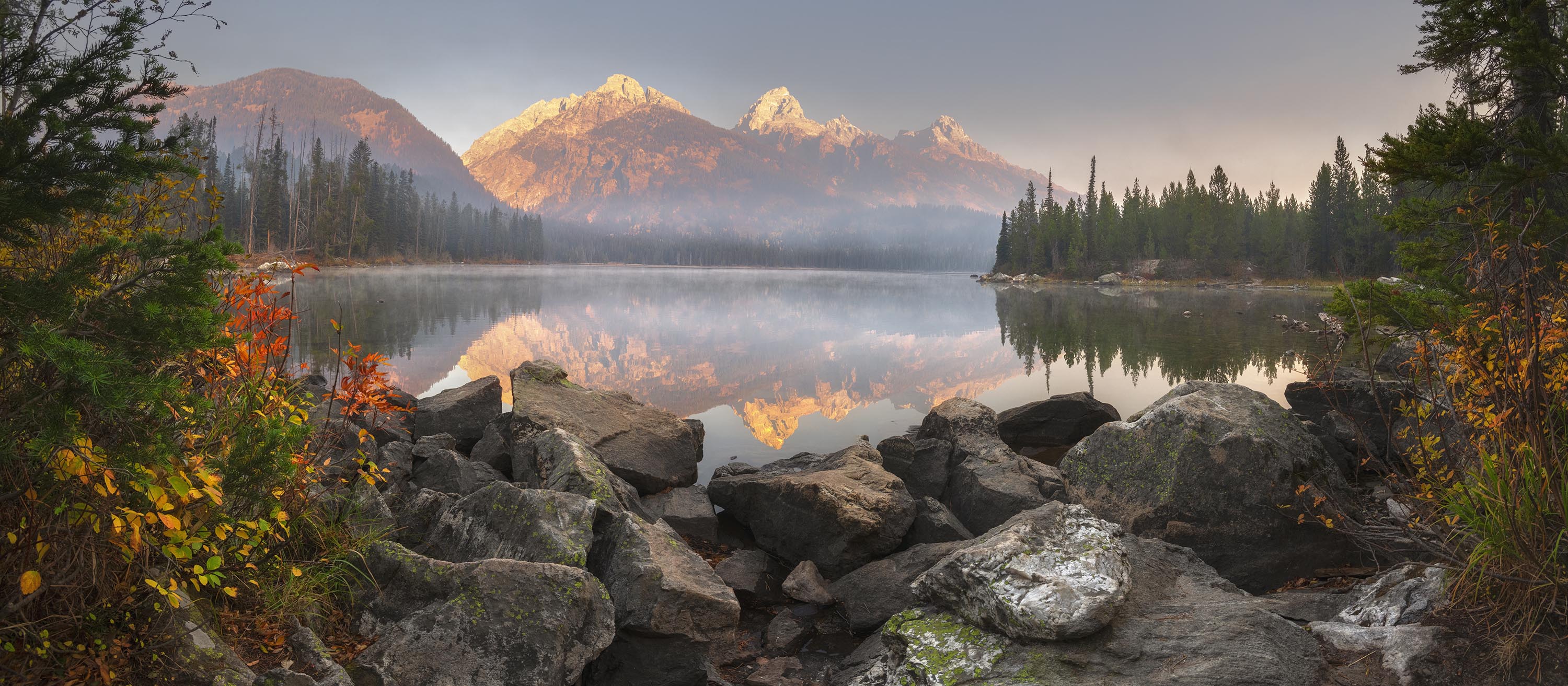 Rising Sun and Grand Tetons at Taggert Lake