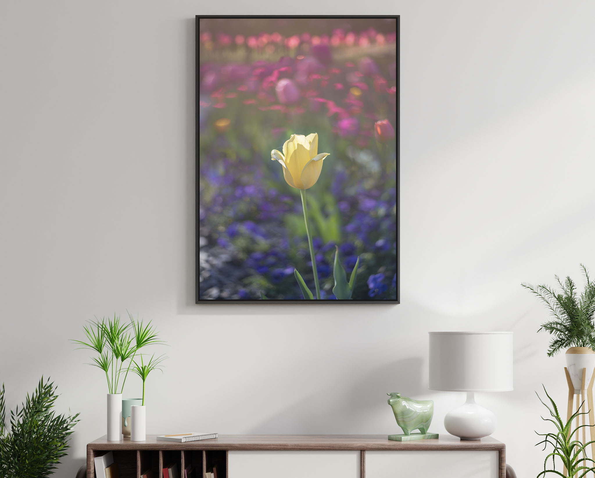 Yellow Tulip in Field of Flowers