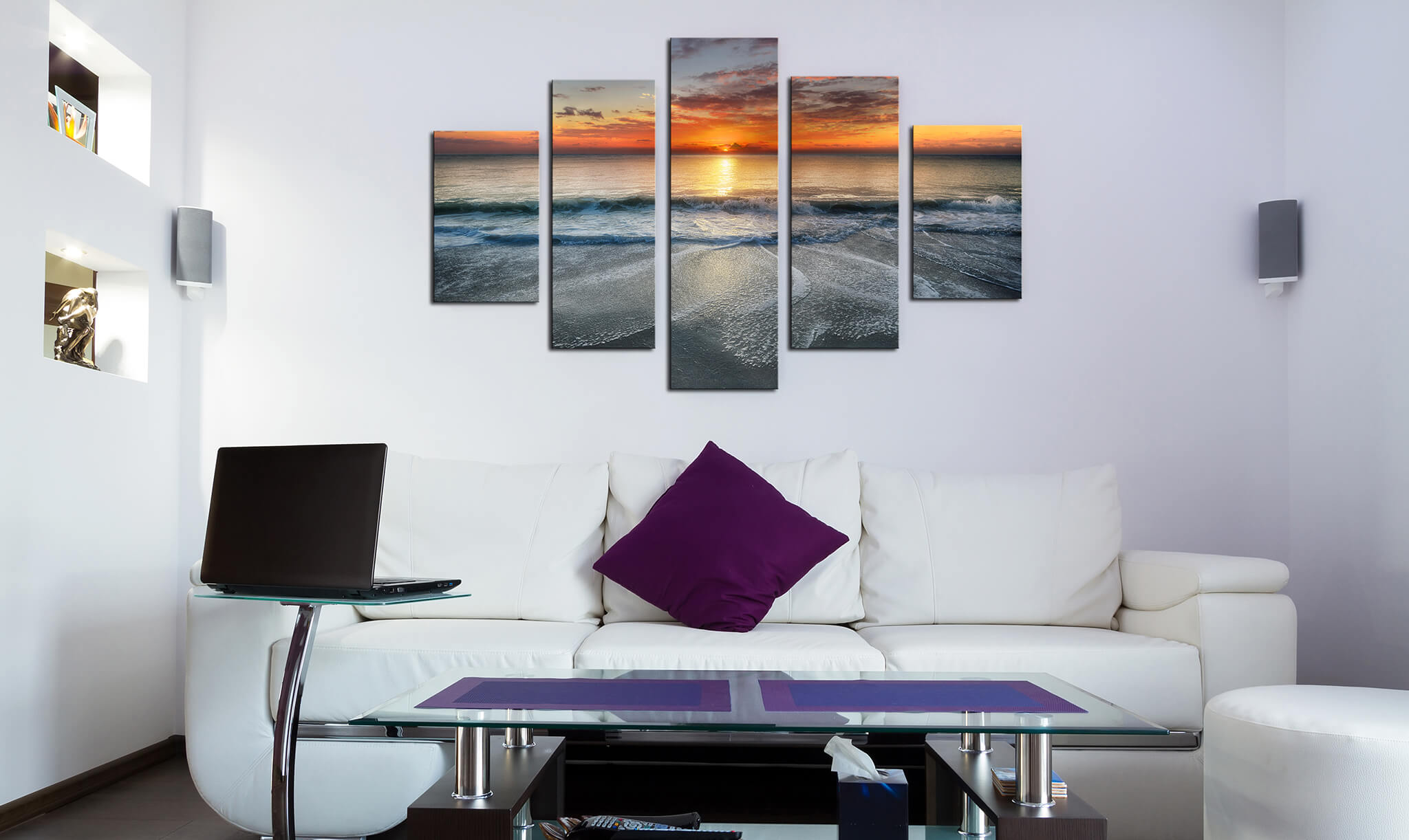 5-Panel Sunset Beach Art