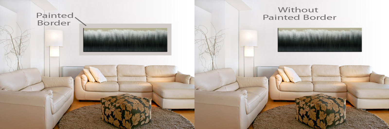 Compare artwork with and without painted borders